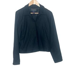RRL Ralph Lauren Wool Hook And Eye Blazer Black Womens M Boxy Minimalist